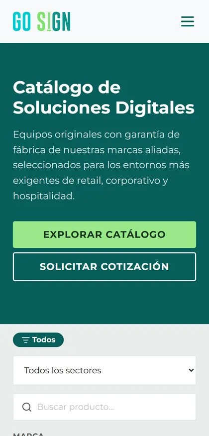Catálogo de GoSign en celular